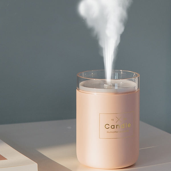 280ML Ultrasonic Air Humidifier Candle Romantic Soft Light USB