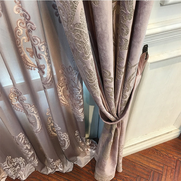 High-end Velvet Gilded Curtains for Living Dining Room
