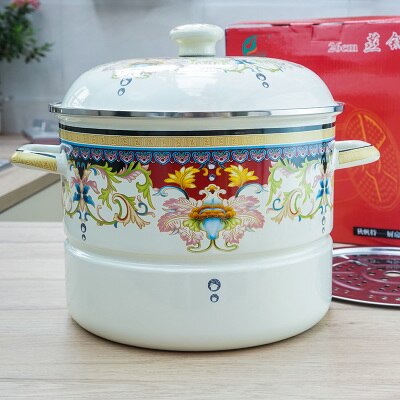 Porcelain enamel thickening double ears large soup