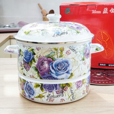 Porcelain enamel thickening double ears large soup
