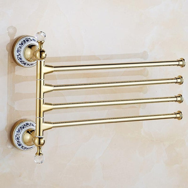 Antique crystal wall mounted towel pole gold-plated blue and white
