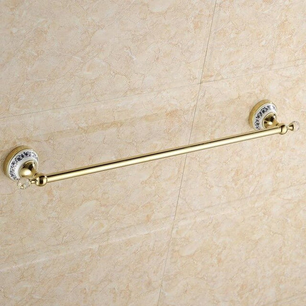 Antique crystal wall mounted towel pole gold-plated blue and white