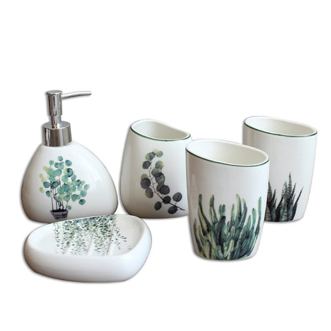 Nordic Green Plant Ceramic Bathroom