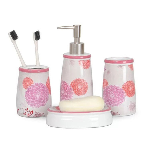 4PCS ceramics Rose flower bird Bathroom Accessories